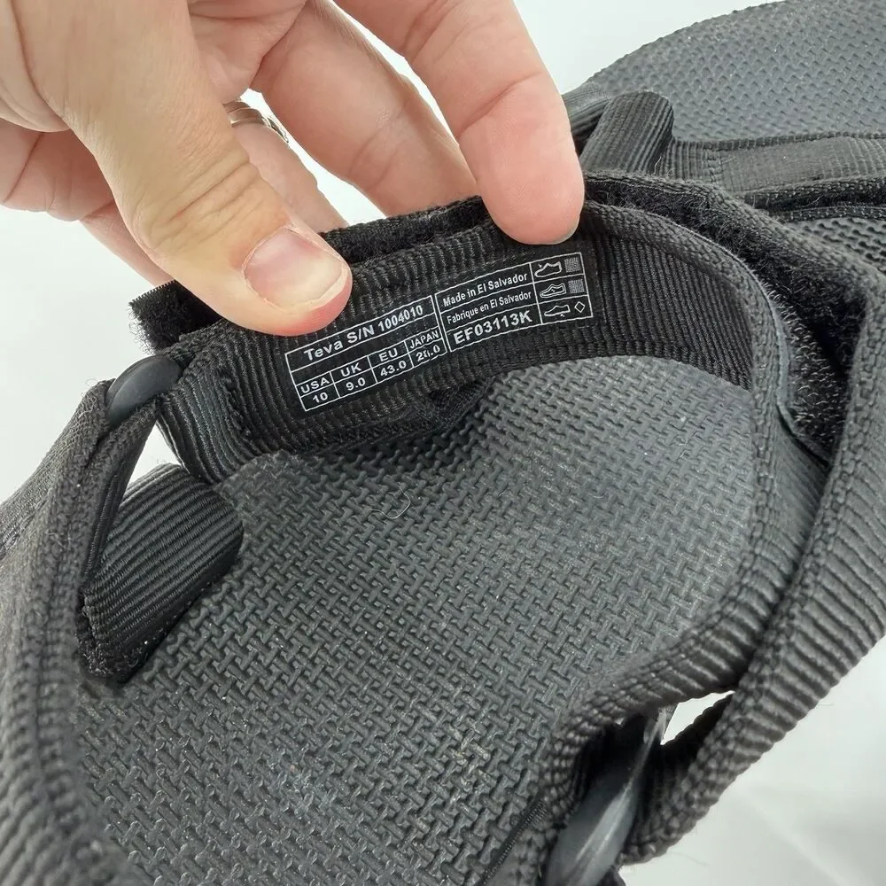 Teva Original Universal Sandals Men 10 Black Outdoor Waterproof Adjustable Strap